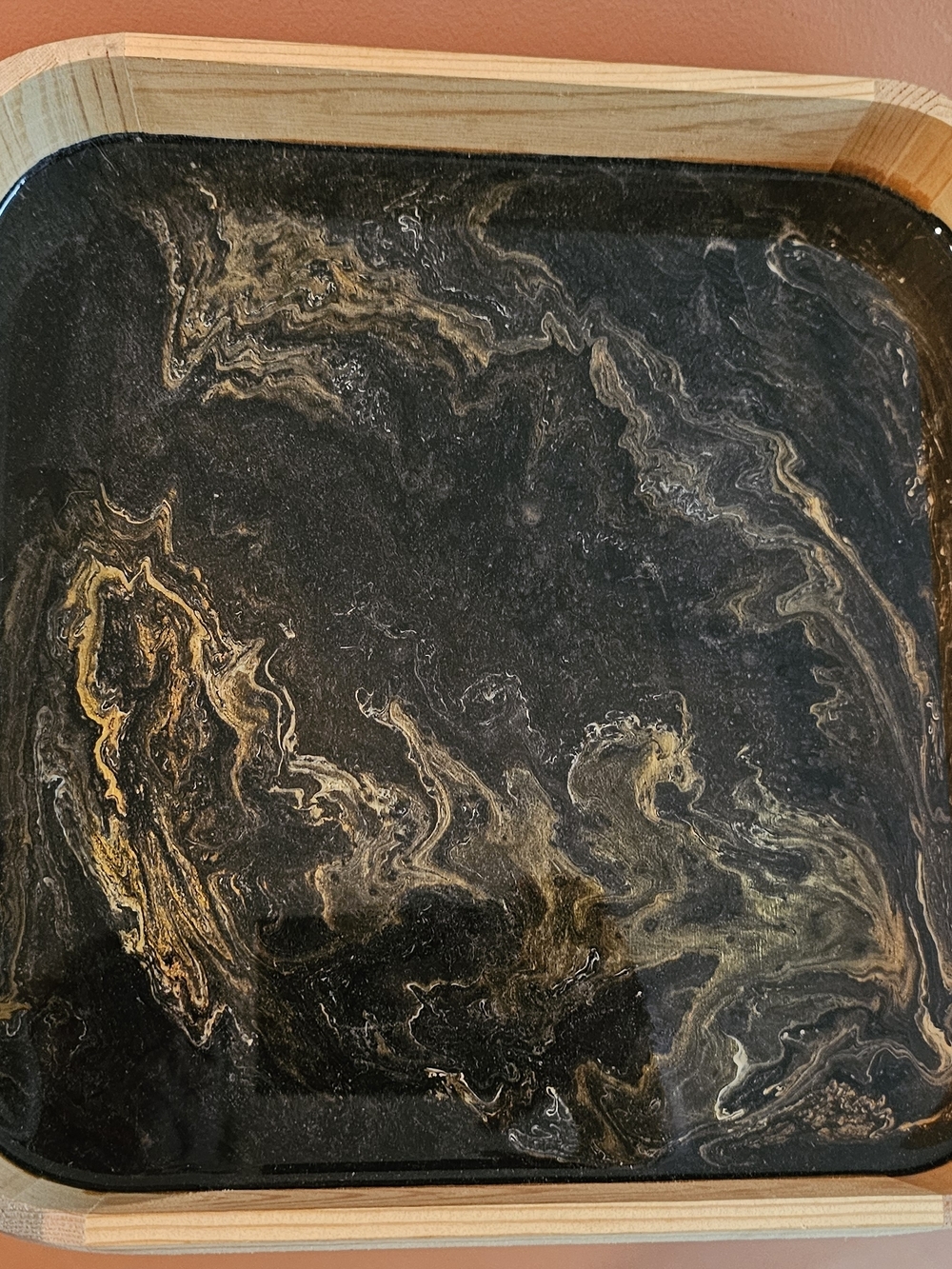 Marbled Black & Gold Serving Tray